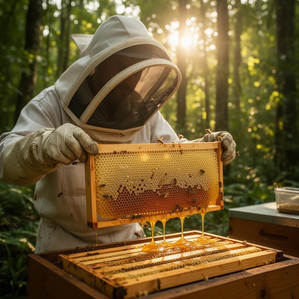 Beekeeper Collecting Honey
